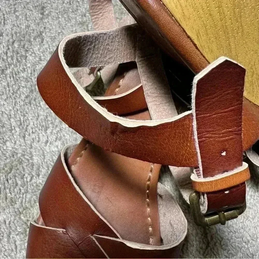 american eagle platform sandals Brown Wedge Heel Women’s Size 8
